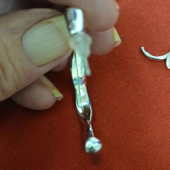 Silvertone Earrings Set with Large Swirl and Small Hoops With Hearts Pierced - Picture 6 of 8